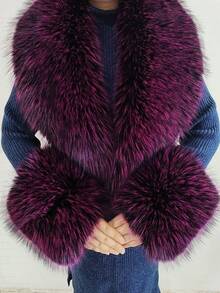 1. Faux Fur Collar & Cuff Set, Warm Faux Fur Scarf, Fluffy Oversized Furry Shawl Wrap For Women In Winter, Suitable For Dresses, Christmas Decoration - Multicolor - View 70