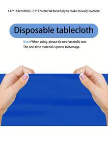 1pc 137x183cm /137x274cm PE Material Disposable Solid Color Tablecloth Birthday Party Wedding Christmas Table Cover Wipe Covers Rectangle Desk Cloth Decor - Dark Blue - View 7