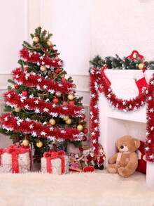 1000cm/500cm/200cm-Red Shiny Snowflake Metallic Aluminum Foil Tassel Wreath, Christmas Tree Garland DecorationChristmas Snowflake Tinsel Garlands Xmas Chunky Tinsel Decoration For Christmas Tree Decorations Party Indoor And Outdoor Decorations,Red Christmas Tinsel Garland, Christmas Tree Tinsel Thick Xmas Tree Tinsel Chunky Metallic Tinsel For Christmas Tree Decorations, Party, Home Decorations.