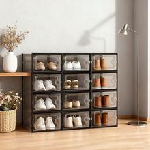 Shoe Storage Box, 6/12 Pack Clear Plastic Stackable Storage Boxes, Space Saving Multifunctional Sneaker Rack Container Box Rack, Foldable Shoe Storage Box, Ideal Halloween/Christmas Gift - 彩色 - 查看 14