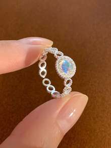 1 pieza Anillo abierto con diseño único de patrón de encaje delicado, anillo de dedo de lujo versátil y apilable con adorno de encaje exquisito para mujeres