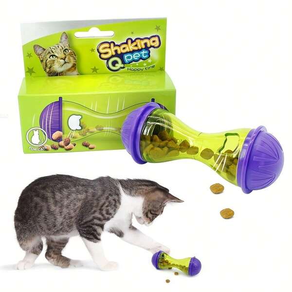 1pc, Cat Under-Eating Toy, Non-Electric Bone-Shaped Puzzle Toy, Can Dispense Treats, Durable Plastic Material, Attracts Pets To Play, No Batteries Required, Suitable For Cats To Play At Home Daily.