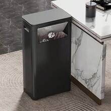 Bote de Basura Plástico 32L – Modelo Delgado, con Tapa y Abertura Lateral – Ideal para Paredes o Esquinas Tacho de Cocina Fibro 32 Litros – Con Tapa Superior y Acceso Lateral – Perfecto para Mantener el Orden - Gris - Ver 11