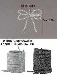1 Pair Silver Metallic Shoelaces, Suitable For Casual Shoes And Sneakers - Multicolor - View 2