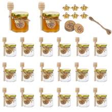 Mini potes de mel com concha, potes de vidro hexagonais para mel com tampa, potes de vidro para açúcar, potes herméticos de vidro para cozinha, 1,5/2/3 oz, várias opções de capacidade, vem com pingente de abelha, corda de juta, etiquetas para cartão, ótimo para presentes de chá de bebê, lembrancinhas de casamento, presentes para festas