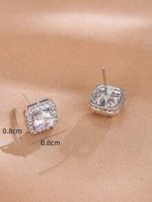 Kübik Zirkonya Dekorlu Vidali Küpe - Bạc - Xem 2