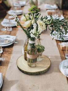 20pcs Natural Round Wooden Slices, Rustic Candle Holders, Suitable For Dining Table, Wedding, Birthday, DIY Crafts And Home Decor