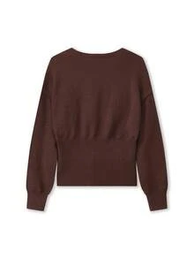 Women's Autumn Sweater Cardigan Long Sleeve V Neck One Button Solid Color Knitwear - Dark Brown - View 5