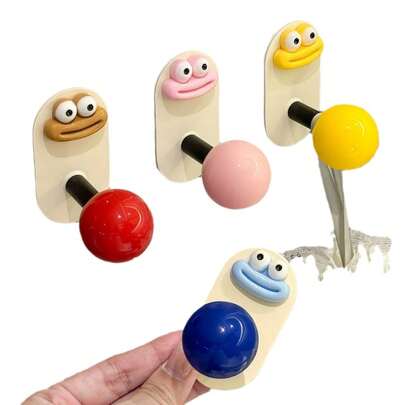 4 Packs No-Drill Bathroom, Strong Load-Bearing Adhesive Hook, Home Wall-Mounted Bathroom, Wall Towel Adhesive Hook, Dopamine Hook