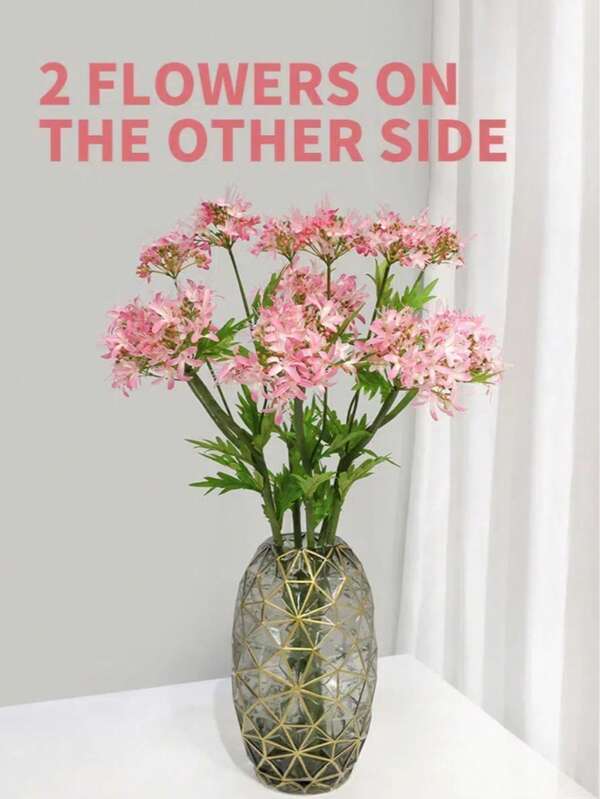 1 pieza Ramo artificial de lirio de araña de 75 cm de largo con 2 cabezas - Arreglo de flores falsas para exhibición de ventana de hotel, decoración del hogar en la sala de estar e ornamento de mesa interior