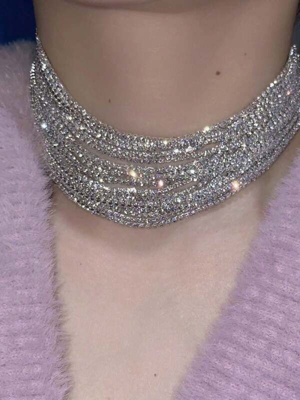 Night Club Fashionista Necklace Full Diamond Fashion Luxury Crystal Necklace Multi-Layer Crystal Necklace Dance Jewelry
