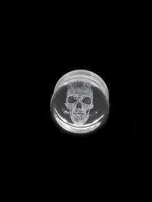 2 Pieces 10-25mm New Transparent Glass Skull Flared Ear Tunnels Plugs Flesh Stretcher Expander Gauges Earrings Piercing Body Jewelry - Round - View 8