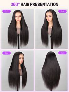 MEGALOOK 13x4 100% 真人处女发蕾丝前假发，自然直发，预漂白发结，预拔毛发际线，透明蕾丝前假发 - 优质处女雷米发，轻盈可调节帽 - 柔软有弹性，全天舒适，极少掉发 - 隐形自然发际线，适合 - 新娘、圣诞派对、约会之夜、度假等场合。 - SNatural - 查看 6