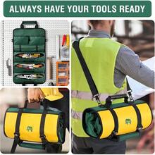 Bolsa de Herramientas,Organizador de Bolsa de Herramientas Enrollable Resistente,Organizador de Herramientas con 6 Bolsillos para Mecánico,Electricista,Fontanero y Carpintero,Regalos para Hombres - verde - Ver 6