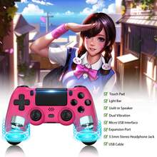 [Upgraded] Wireless Controller For P-S4 Romote Compatible With P-S4/Slim/Pro/Windows PC, Controller For P-S4 With 3.5mm Audio Jack, Touch Pad, Six Axis Motion Control, Charging Cable - 玫瑰紅 - 查看 2
