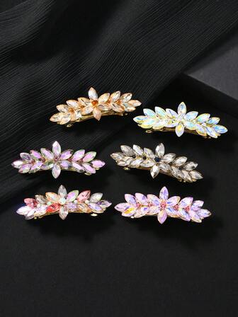 1pc Shiny Women's Hair Clip, Zinc Alloy, Rhinestone, Faux Gemstone, Luxurious Geometric Diamond Shaped Spring Clip, Comfortable Wear, Suitable For Weddings, Parties, And Daily Outfits, Claw Clips