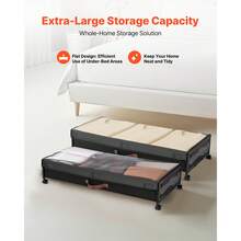 Borsa portaoggetti sottoletto in tessuto Oxford, 2 pezzi, arrotolabile (915 x 460 x 185 mm), contenitore sottoletto con coperchio trasparente, contenitore mobile per vestiti e scarpe - Geschlossener Bügeleisen-Stoff-Staubsauger, mit Rollen, 32–36 Zoll, 2er-Pack - Visualizzare 2