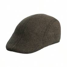 1pc/2pcs/3pcs/ Herringbone Flat Ivy Newsboy Cap For Men Classic Wool Blend Tweed Cabbie Hat - Newsboy Cap - View 7