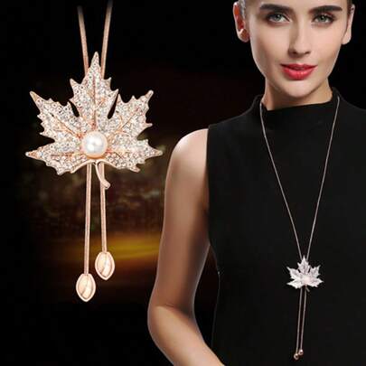 قلادة كنزة صوفية طويلة، إكسسوار موضة متعدد الاستخدامات للخريف والشتاء