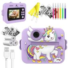 Fotos instantáneas con cámara de juguete, regalos de juguete para niños y niñas de 3 a 12 años, regalos de Navidad y cumpleaños, regalos de Acción de Gracias, cámara instantánea con batería recargable (1200mAh de gran capacidad) -Video de alta definición 1080P y cámaras frontal y trasera duales