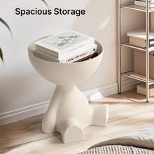 EZIFY Modern Creative Bear-Shaped Plastic Nightstand (Multi-Functional)Easy-Assemble Storage Furniture For Living Room/Bedroom (Small Space Solution) - 白色 - 查看 3