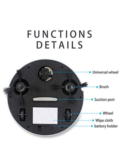 Slimme Cleaning Robot, Slim Low Noise Battery Powered (Strong Suction) 60 Minute Runtime Pet Hair Hard Floors) Automatic Directional Cleaning, Includes Remover Accessory, Sweeping Stofzuiger Equipped Mop Self Emptying Robot Vacuum, view 8