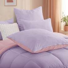 2/3-Piece Duvet Set Without Cover And 80 X 80 Cm Pillowcases, Suitable For All Year Round Use, Soft, Warm, Lightweight And Breathable Bedding Set, Cozy Quilt For Bedroom, Hotel Or Guest Room, Easy Care And Durable - 薰衣草紫和玫瑰粉 - 查看 4