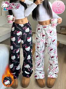 Sanrio 2pcs Women Thermal Lined Pants, Warm & Cozy For Autumn/Winter - Multicolor - View 1