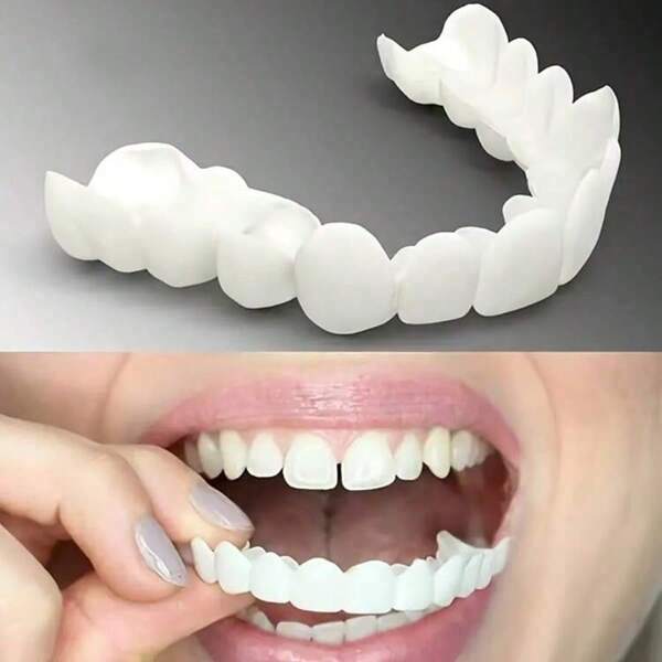 Transform Your Smile With 4pcs/5pcs Comfortable & Snug Cosmetic Dentures: Upper & Lower Teeth For A Confident, Stunning Look