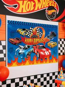 风火轮主题赛车轨道背景布，风火轮背景布道具，生日派对装饰布置，卧室及电竞室装饰布置，感恩节、生日、婚礼及其他节日派对装饰背景墙，派对摄影道具及配件