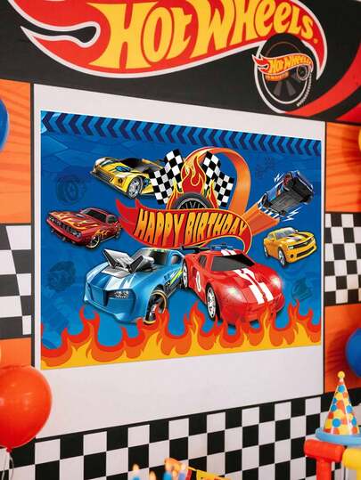 风火轮主题赛车轨道背景布，风火轮背景布道具，生日派对装饰布置，卧室及电竞室装饰布置，感恩节、生日、婚礼及其他节日派对装饰背景墙，派对摄影道具及配件