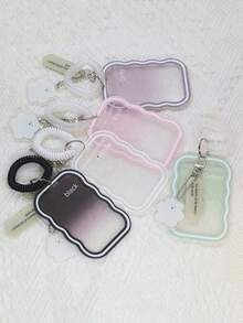 1 个透明哑光款软硅胶卡夹，适用于学生证、公交卡、校园卡、相纸，带弹簧钥匙扣吊坠