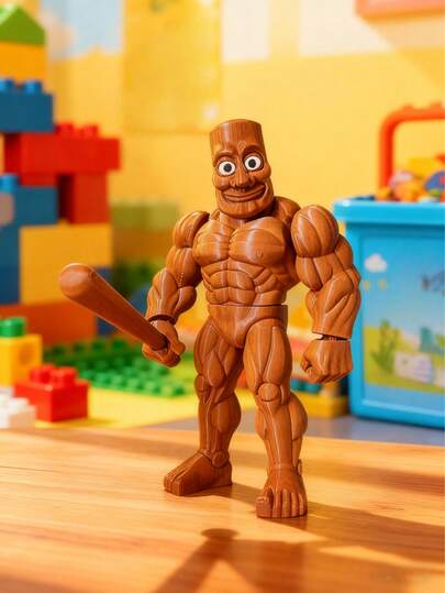 1pc Tung Tung Tung Sahur, Muscle Stick Man, Accessory Detachable Italian Brainrot Creative Funny 3D Printed Figurine, Collectible Statue Tralala Desk Deco