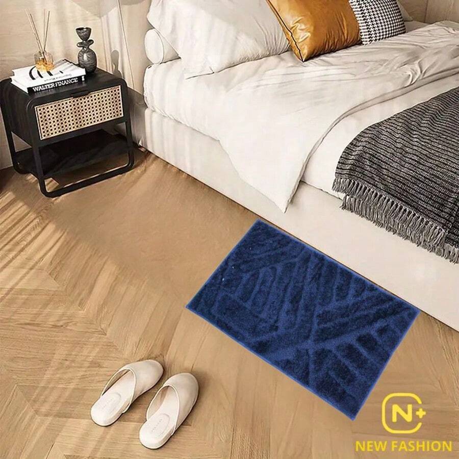Alfombra decorativa azul antideslizante suave tacto NF0140107 hogar sala recámara cocina dormitorio textil lavable diseño clásico resistente duradero protección pisos colores vivos - Azul - Ver 1
