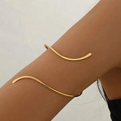 1 Stück Minimalistische Metall Mode Geometrische Cut Out Armmanschette für Frauen, geeignet für den täglichen professionellen Gebrauch von Frauen