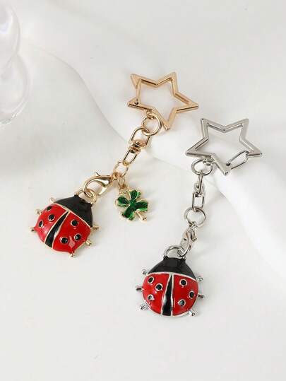 1 قطعة إكسسوارات دلاية حقيبة DIY عصرية على شكل خنفساء، دلاية مفاتيح للحقائب للنساء هدايا، تميمة البرسيم لهواتف المحمول، ديكور عيد الميلاد