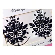 Black Body Gems Sticker Halloween Sticker Temporary Tattoo Nipple Covers Pasties Body Jewels Face Gems Festival - Black - View 4