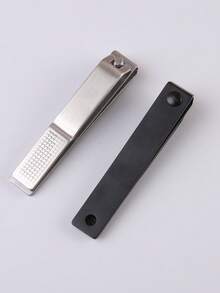 1pc Stainless Steel Straight Nail Clipper With Nail File, Suitable For Men And Women