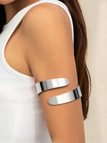 1 قطعة أسورة ذراع ذات تصميم بسيط وأملس متقاطع، قابلة للتعديل، إكسسوار متعدد الاستخدامات لطراز الهيب هوب