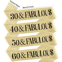 Elegant Golden 30th, 40th, 50th, And 60th Birthday Belts - "30th And Beautiful", "40th And Beautiful", "50th And Beautiful", "60th And Beautiful" - Women's And Men's Birthday Belts, Birthday Decorations, Birthday Party Decorations, Photography Props, Gifts - Multicolor - View 3