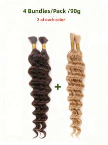 Lsybeauty 4 Bundles/Pack 4P27# Piano HighLight Human Braiding Hair For Boho Braids Human 45g/Pack 16/20 Inch Curly Boho Hair For Braiding Knotless 12A Deep Wave Bulk Bohemian - 4#+27#((2 of each color) - 查看 2