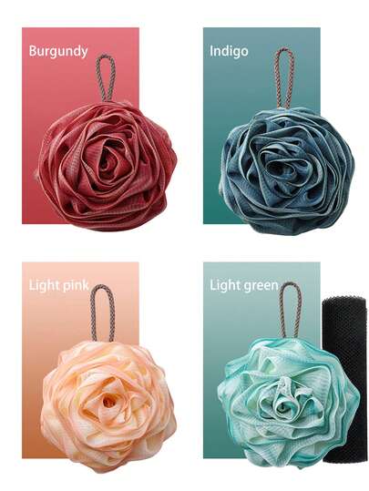 Set de esponja exfoliante de luffa - Esponja de malla extra suave de gran tamaño con forma de rosa, esponja de baño para eliminar el barro, toalla de frotación suave y esponja de malla con forma de flor suave para el baño, exfoliante, esponja de baño, accesorios de baño, para hombres/mujeres | Limpieza profunda y renovación de la piel, regalos de Acción de Gracias, Navidad y Pascua