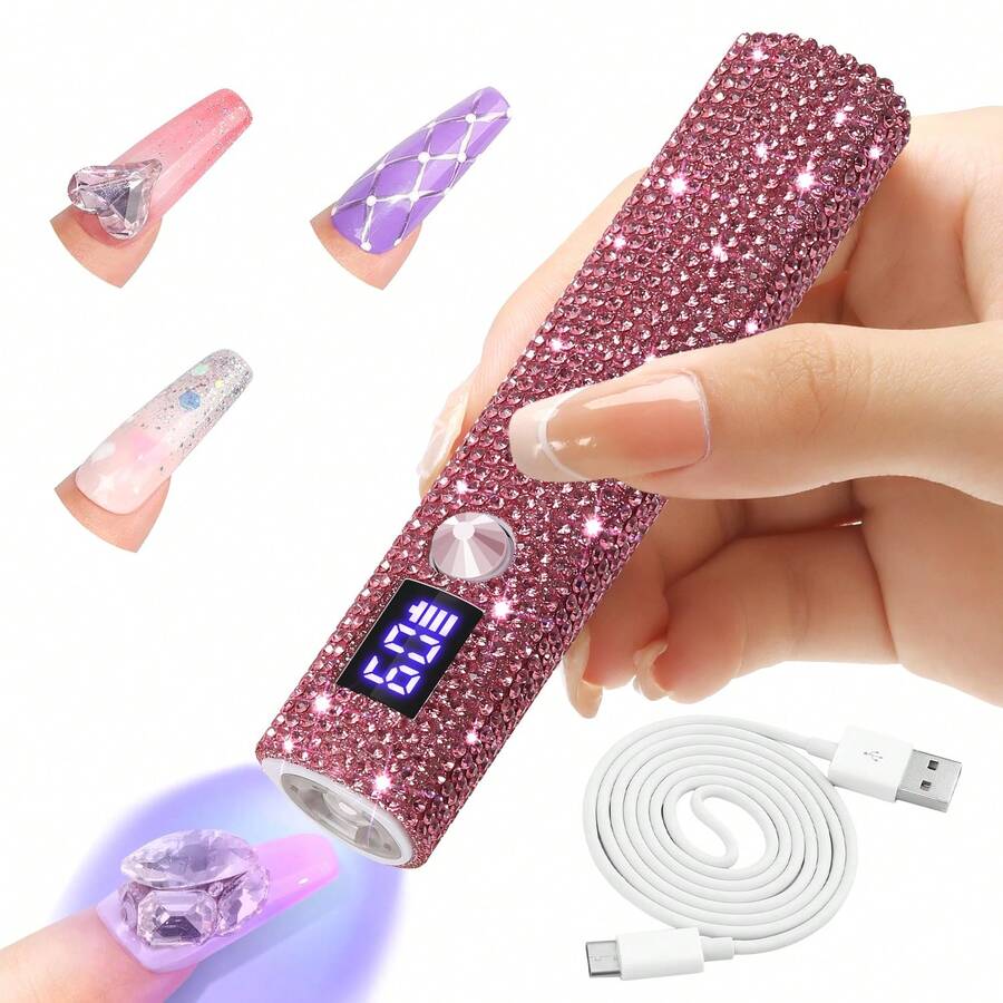 1pc Mini UV LED Nail Lamp, Portable, Suitable For Nail Polish Gel, Fast Drying, Rechargeable Curing UV Light With LED Display, Nail Art Tool