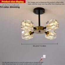 4/5-Light Modern Luxury Crystal Cube Flush Mount Ceiling Light For Bedroom, Kitchen, Living Room, Study, Bar, Closet, Foyer, Hallway, No Switch And Remote Control