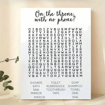 1pc Frameless Canvas Poster, Bathroom Poster, Bathroom Decoration, Bathroom Word Search, Bathroom Theme Poster, Toilet Poster, Interesting Bathroom, Interesting Toilet Poster, Living Room Wall Art, Bedroom Wall Decoration, Home Decoration, Room Decoration