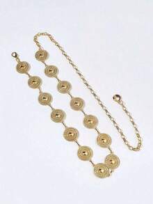 Vintage Metal Waist Chain, Versatile Boho Decorative American Style Shiny Zinc Alloy Waist Belt, Suitable For All Seasons