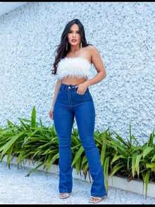 Calça Flare Jeans lisa