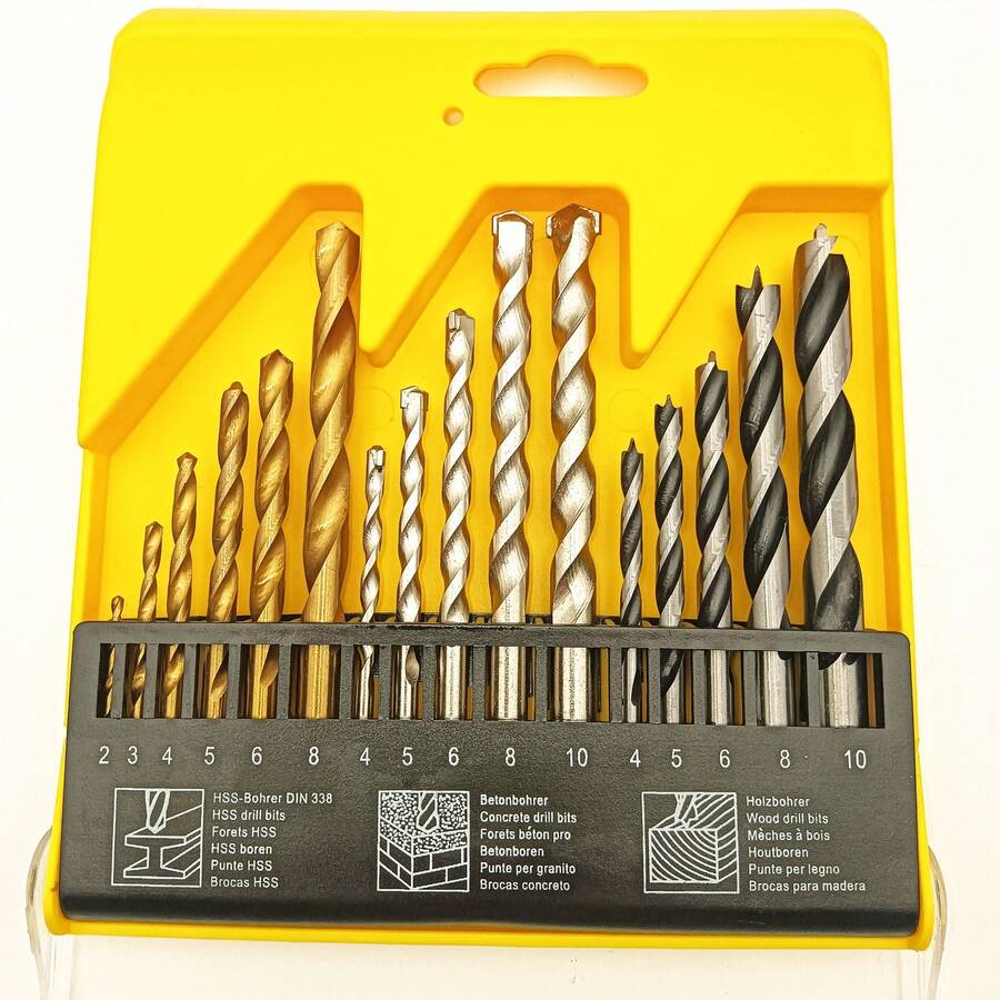 Multi-Purpose Drill Bit Set. Titanium, Masonry, And Brad Point Bits - Ultimate Versatility For Metal, Wood, Plastic, Concrete Drilling. - Multicolor - View 1