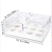 1pc 6 Count/12 Count Cupcake Containers With Gift Ribbon, Plastic Cupcake Carrier Holder For Treat Dessert Muffins Pastry