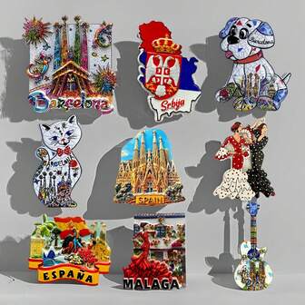 1 pieza Imán de nevera de Barcelona, España, pegatina magnética 3D, recuerdo de viaje, regalo, decoración del hogar